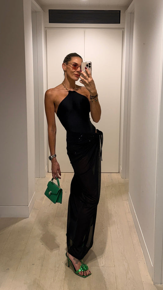 swimsuit bikini luxury designer resortwear chain belt halterneck