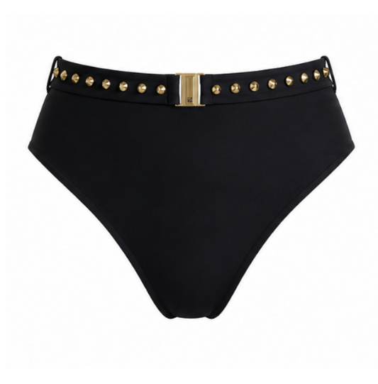 Crystal Stud Bikini Bottoms - Black