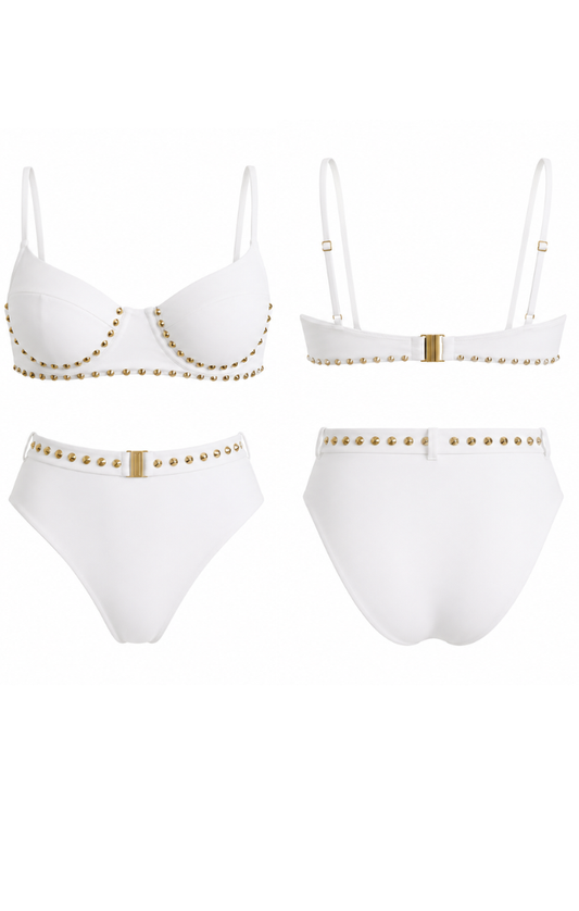 Crystal Stud Swim Set - Ivory