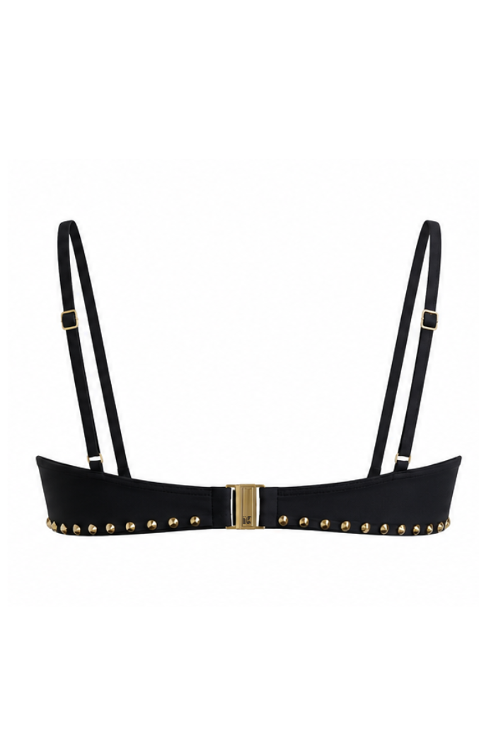 Crystal Stud Bikini Top - Black