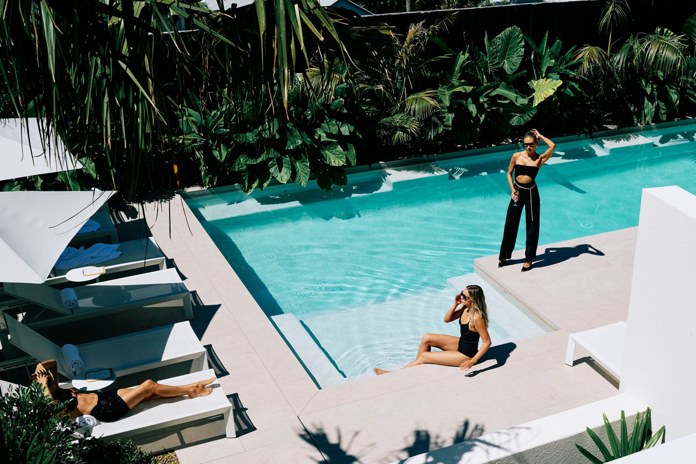 slinky jumpsuit bandeau Luxury swimsuit designer crystal embellished beachwear eveningwear coverup black