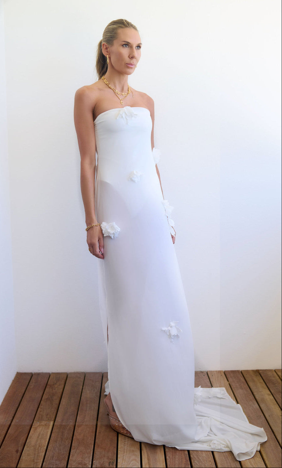 white gown luxury designer dress sheer bridal