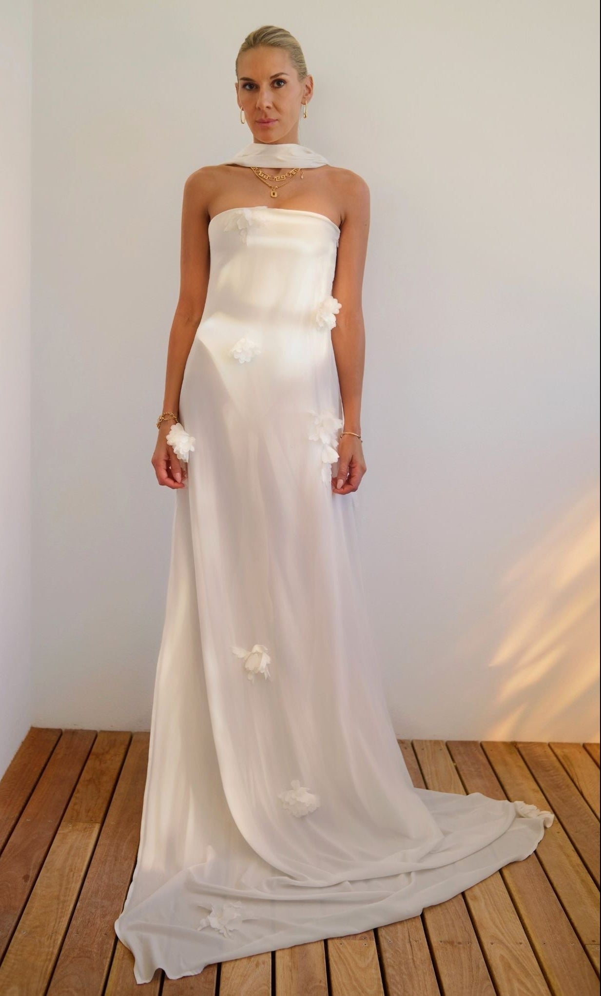 white gown luxury designer dress sheer bridal