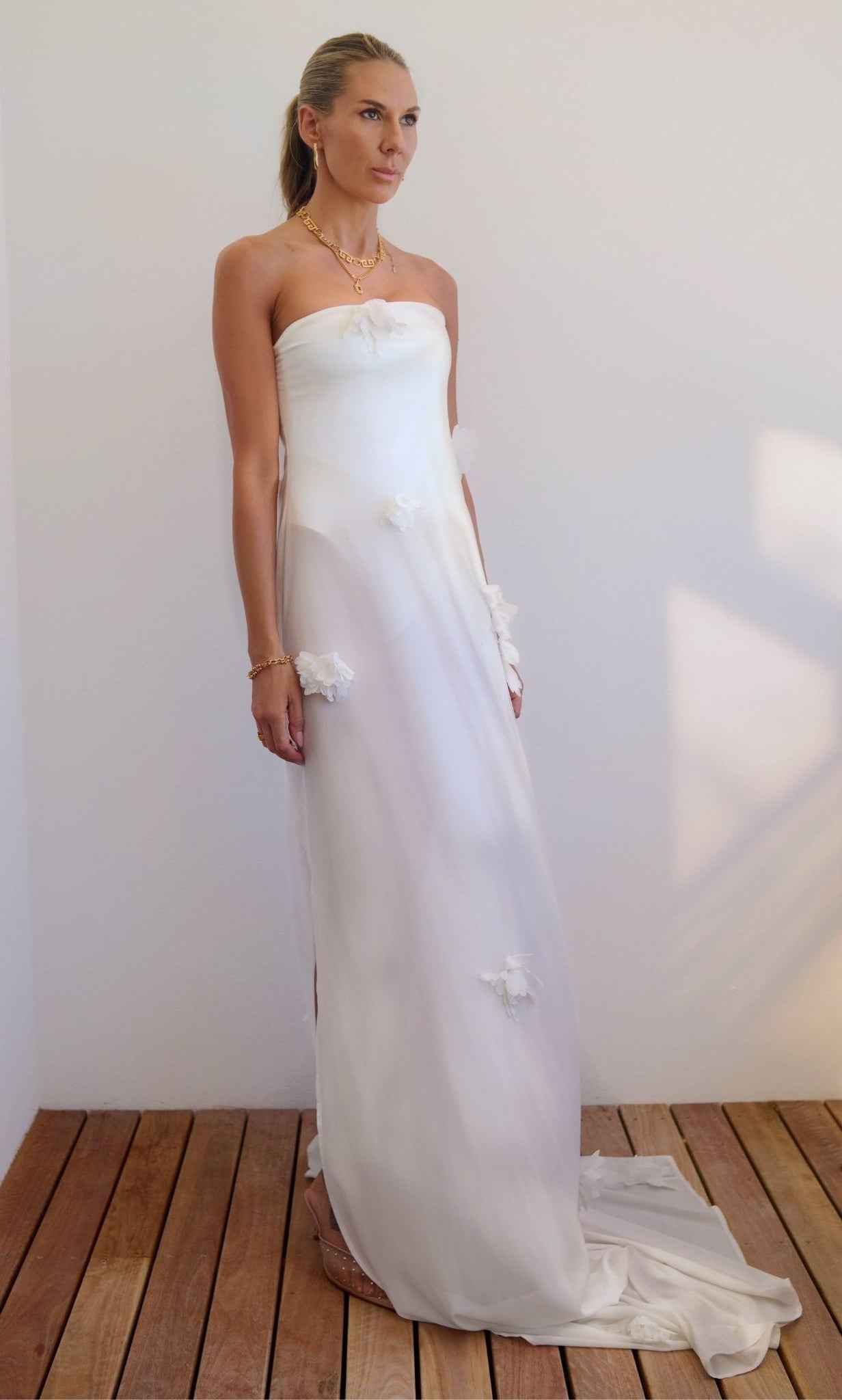 white gown luxury designer dress sheer bridal