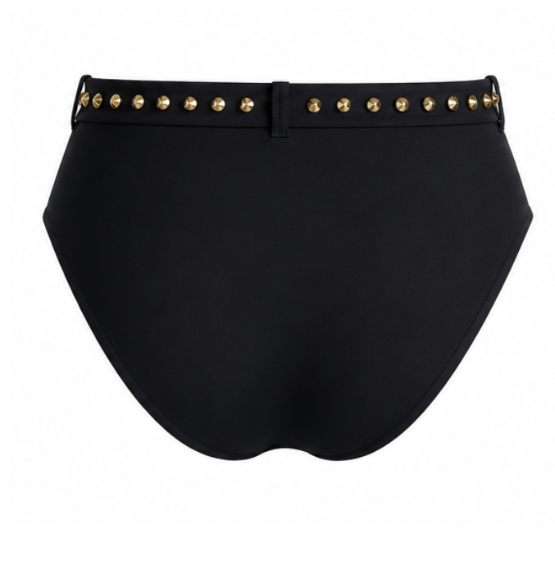 Crystal Stud Bikini Bottoms - Black
