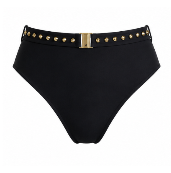 Crystal Stud Bikini Bottoms - Black