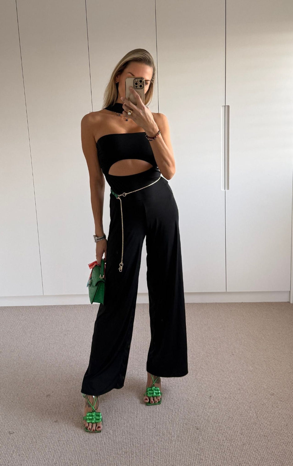 slinky jumpsuit bandeau Luxury swimsuit designer crystal embellished beachwear eveningwear coverup black